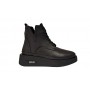 Ghete dama casual, din piele naturala, cu siret si fermoar, imblanite Negru - VIK988N